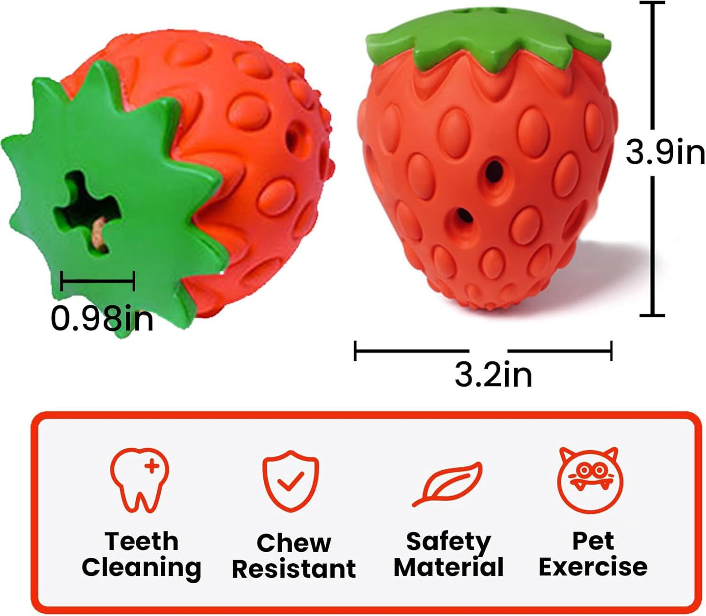 Strawberry Flavor Chew Toy for Aggressive Chewers, Dog Toothbrush Toy
