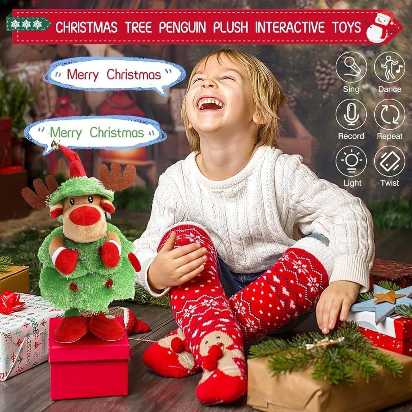 Music Bell Deer-Christmas Decorations Creative Music Toys For Child Xmas Gifts