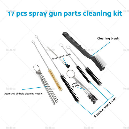 17PCS Spray Gun Cleaning Brush Kit Suitable For All Types of Spray Gun Systems