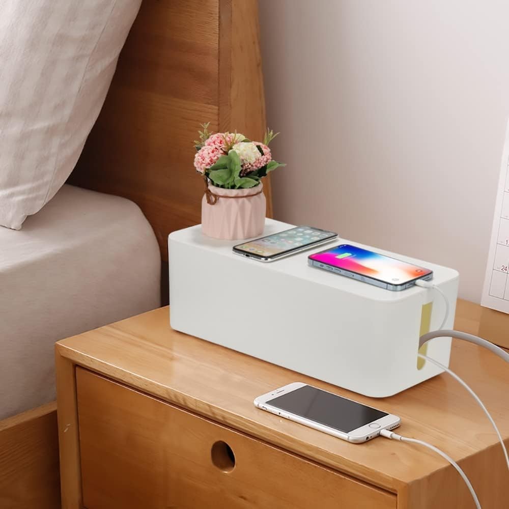 2 Sets of Cable Tidy Box, White ABS Material For Hiding Messy Cables Wire