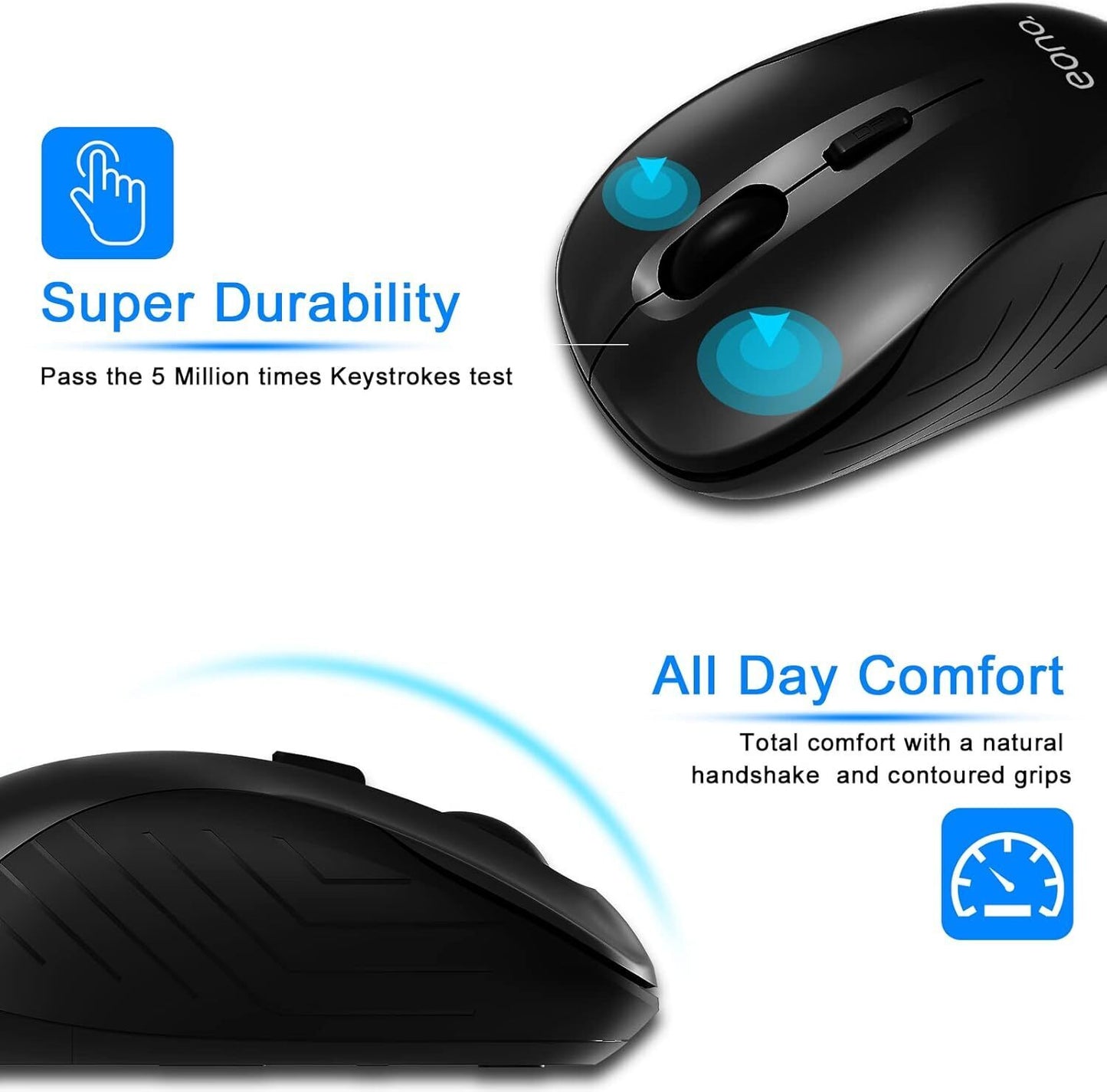 Wireless Mouse for Laptop Computer 2.4G Silent Optical Mouse 1600DPI USB Mice