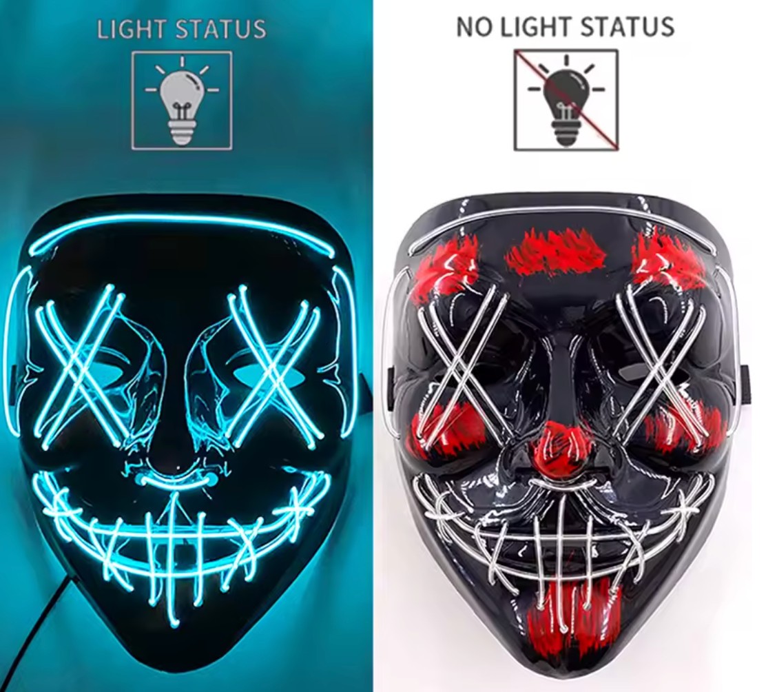 Purge Inspired Halloween Mask LED Scary Light Up Cosplay Fancy Costume Neon