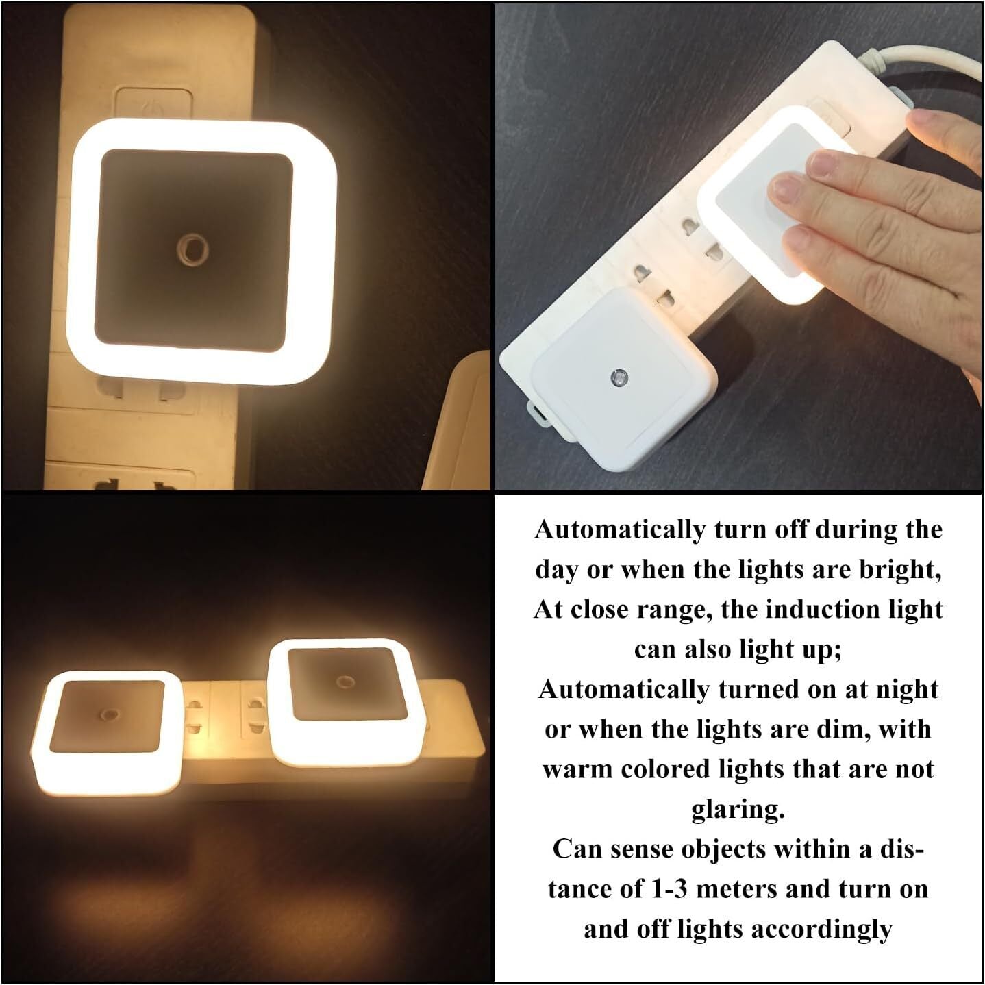 4Pcs Automatic LED Night Light Plug In Energy Saving Dusk To Dawn Sensor Lamp