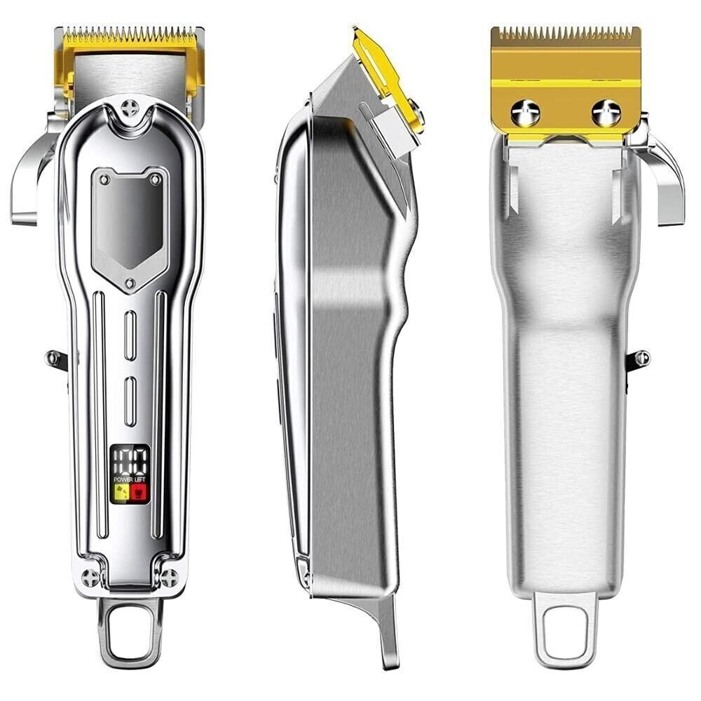 All metal Barber Professional Hair Clipper Electric LCD Rechargeable Trimmer