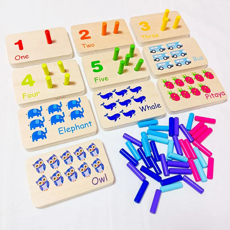 Montessori Wooden Math Toy Cognition Stick Game Color Digital Learning Board
