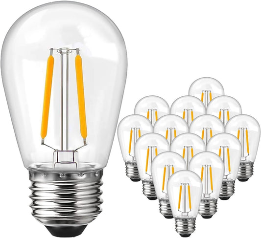 15 Pack E27 2W S14 LED Edison Screw Bulb, For Outdoor String Lights，Festival
