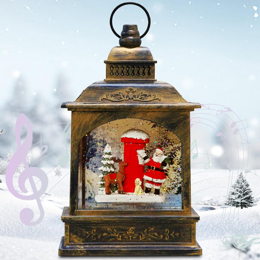 10'' Christmas Musical Decor，Santa Claus Water Lantern Lighted USB ，Xmas Gifts