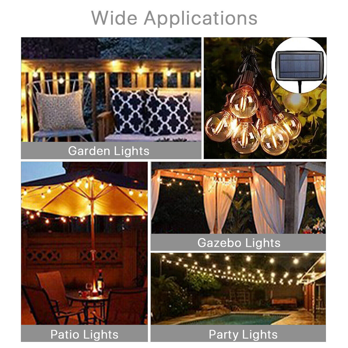 7.5M/25ft Solar String Ball Lights 25 Waterproof G40 LED Bulb 4 Modes for Garden