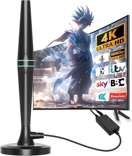 TV Aerial-Digital Indoor TV Aerial with Amplifier Signal Booster-250+Miles Range