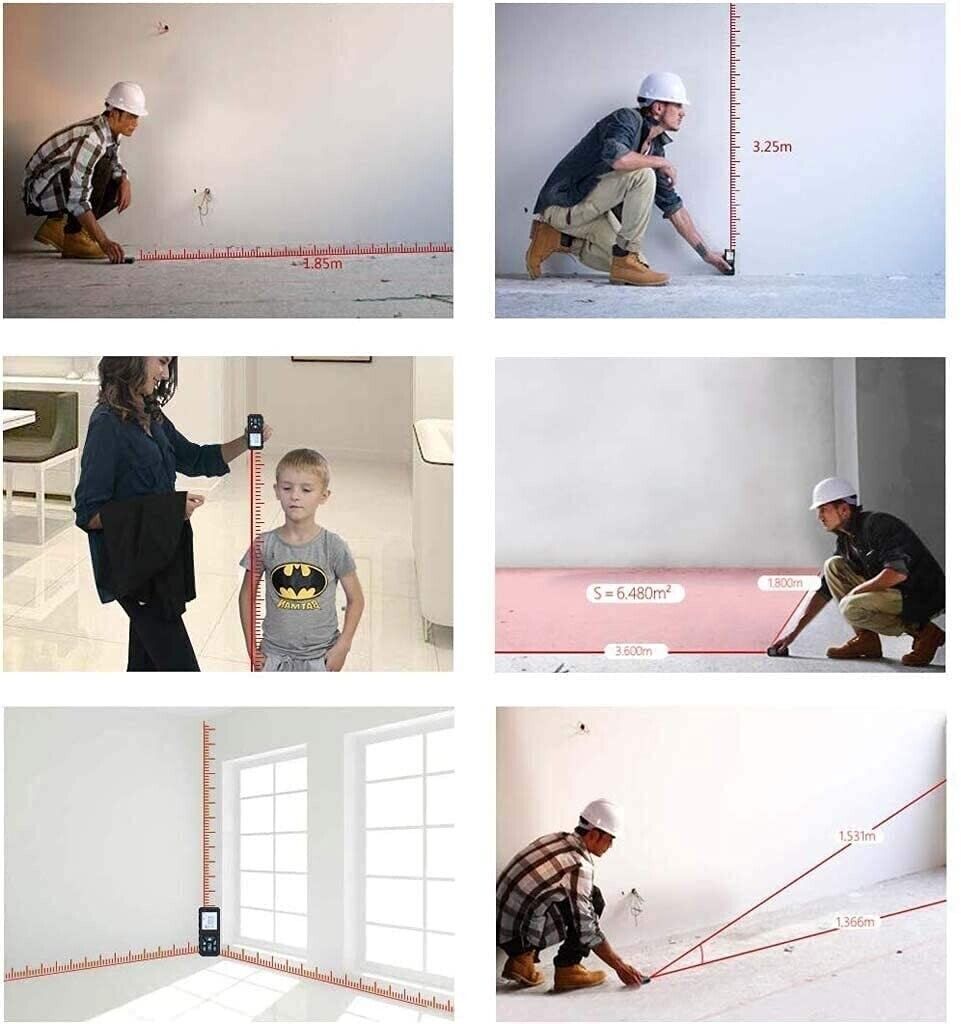 Laser Distance Meter 50M/165ft，Handle Digital IP54 Shockproof Laser Measure