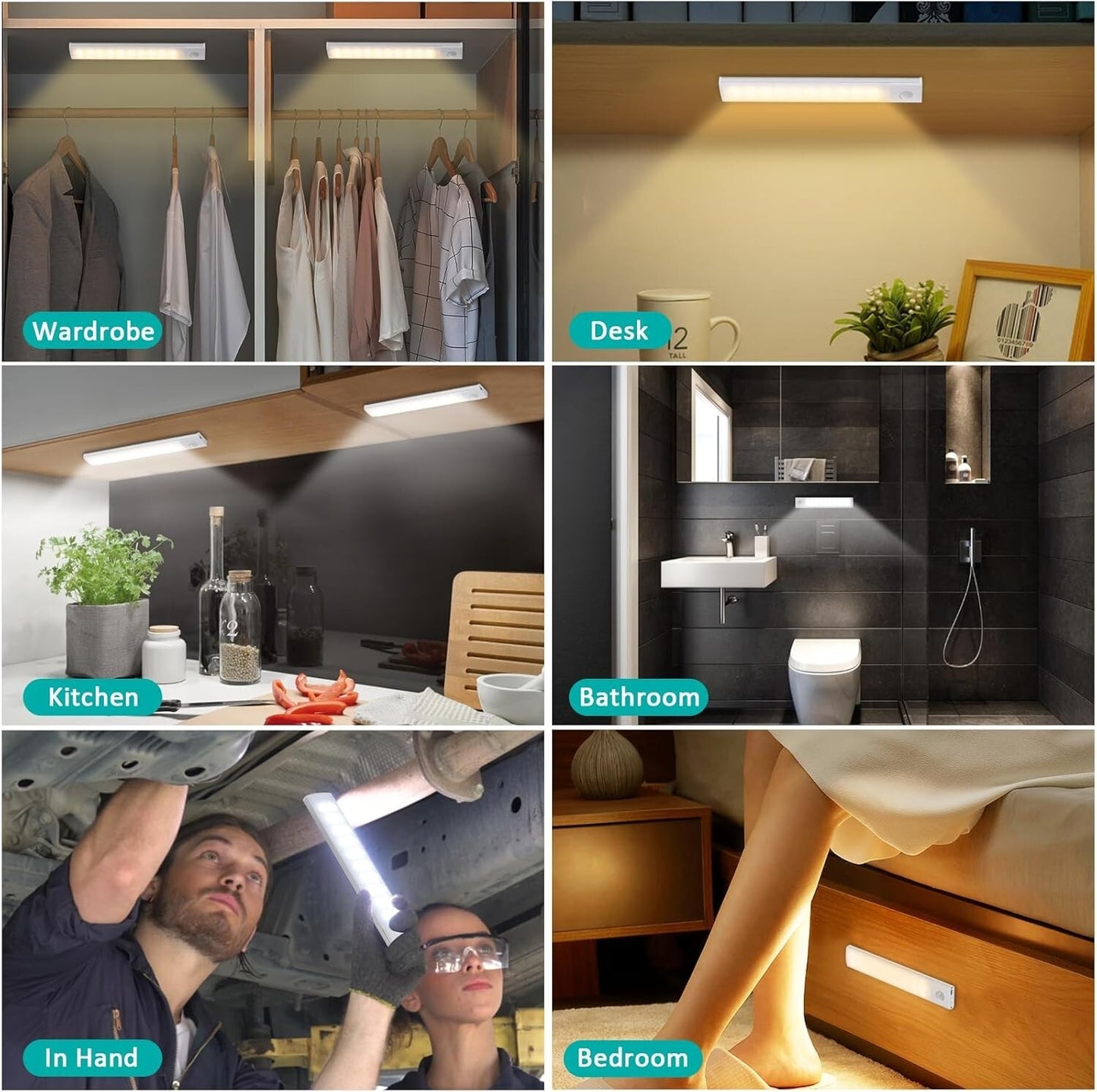 2 Pack Under Cupboard Kitchen Lights,40 LED 20cm Motion Sensor Cabinet Lights