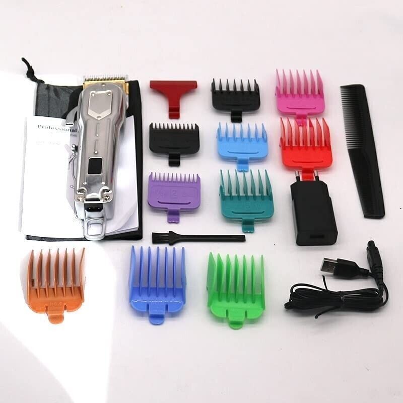 All metal Barber Professional Hair Clipper Electric LCD Rechargeable Trimmer