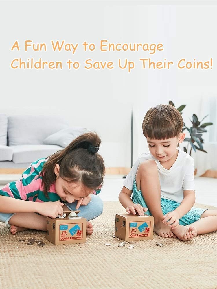 Cartoon Children Piggy Bank, Cat Stealing Money Coins, Creative Bank Gifts