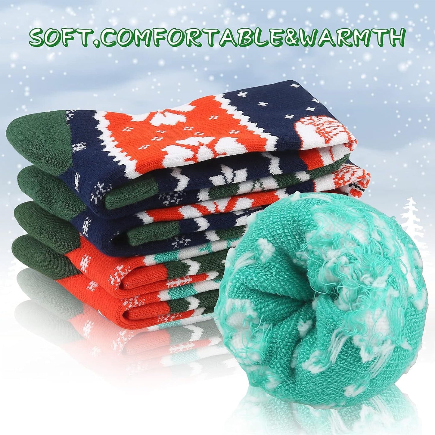 Womens 2Pairs Thermal Ski Socks,Warm Winter Christmas Athletic Socks Size 4-8