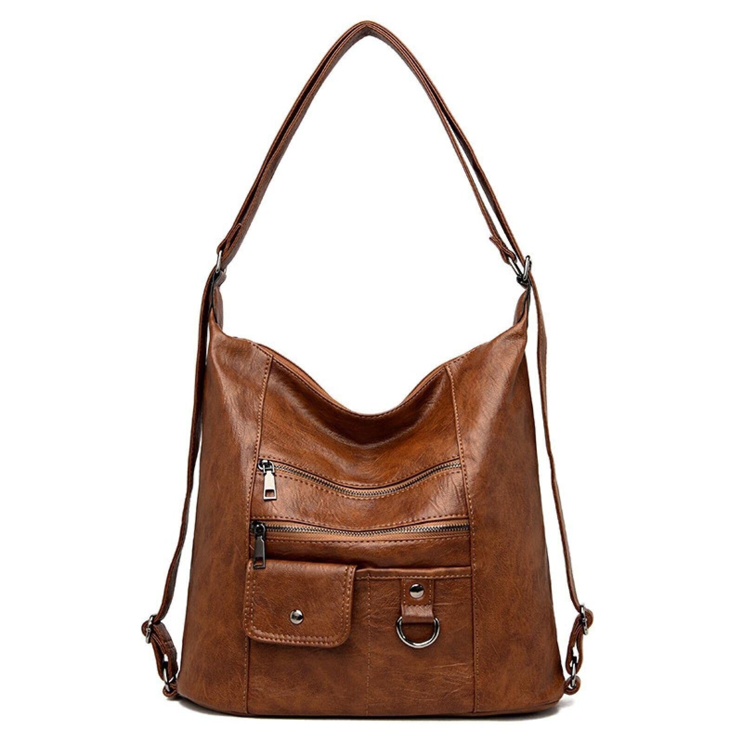 New Lady Handbags Shoulder Bags Soft Leather for Women Large Capacity Brown