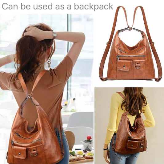 New Lady Handbags Shoulder Bags Soft Leather for Women Large Capacity Brown