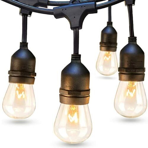 48FT Festoon Outdoor String Light Mains Powered S14 11W Bulbs（16Pcs）Garden Light