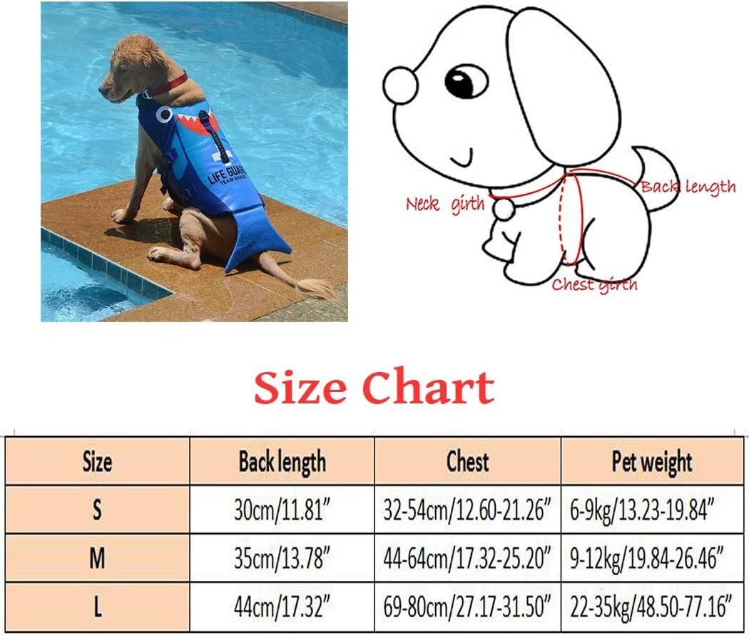 Cartoon Dog Life Jacket, Adjustable High Visibility Easy Grab Float Coat,S to XL