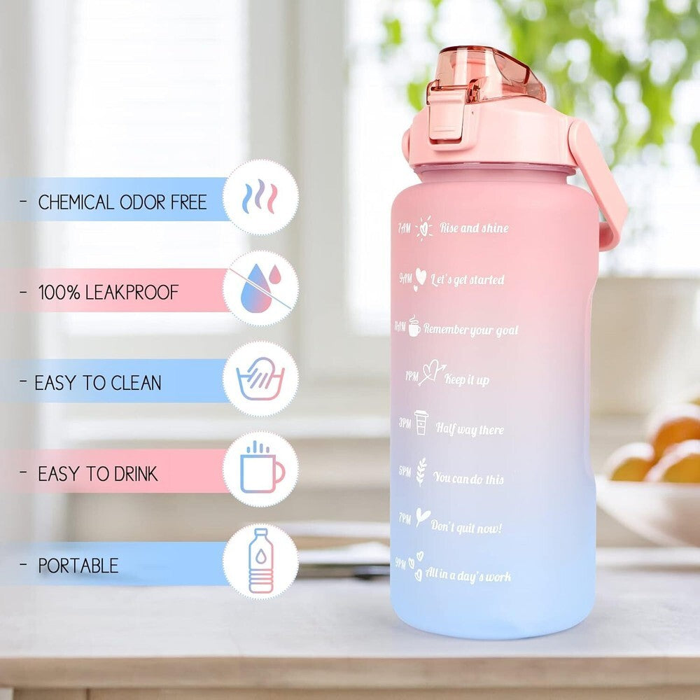 2L Motivational Water Bottle Time Marker BPA Free Gym Fitness & Office Sport Jug