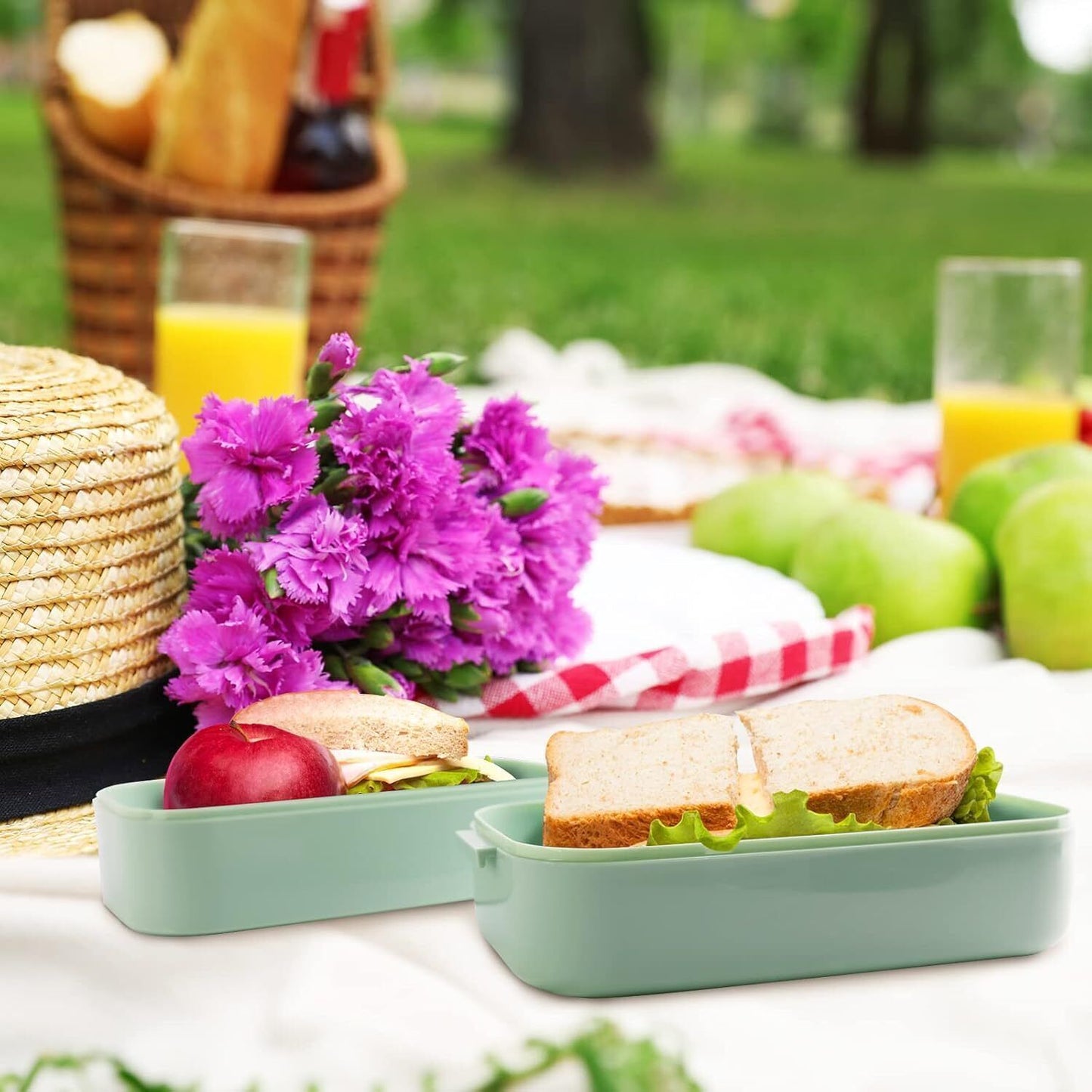 Lunch Box for Adults Kids, 2 Layer Leak Proof Bento Box with Utensils, 1400ML