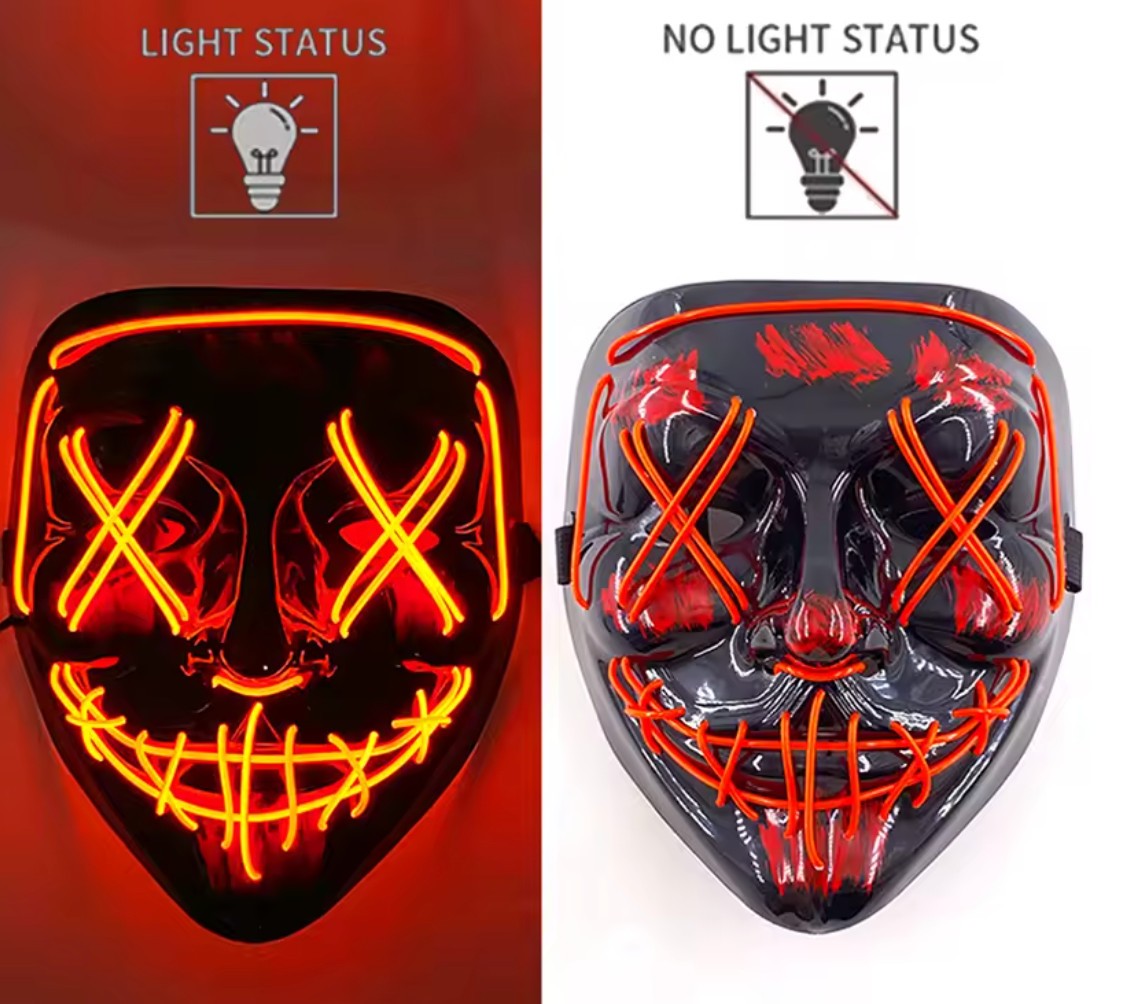 Purge Inspired Halloween Mask LED Scary Light Up Cosplay Fancy Costume Neon