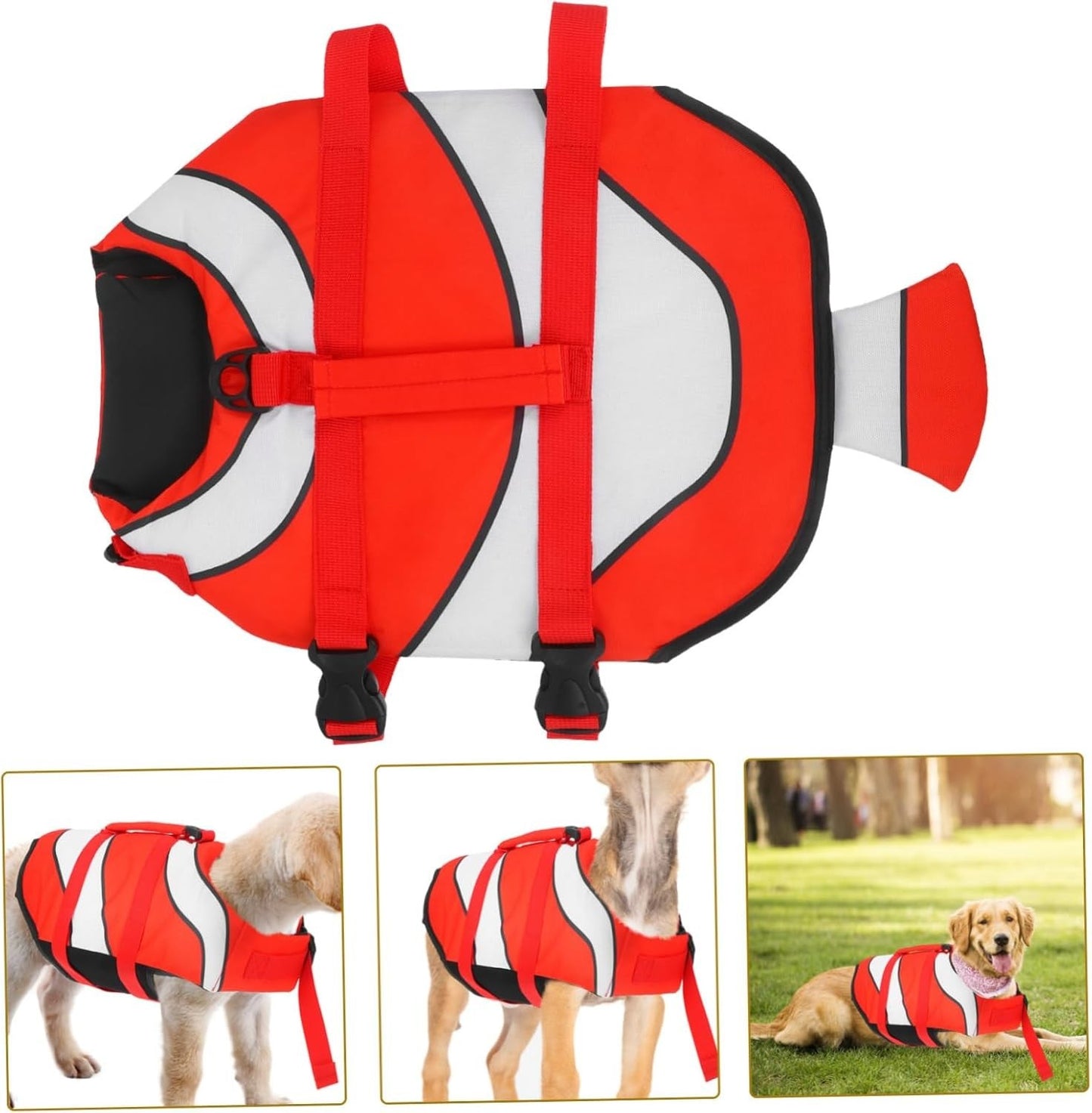 Cartoon Dog Life Jacket, Adjustable High Visibility Easy Grab Float Coat,S to XL