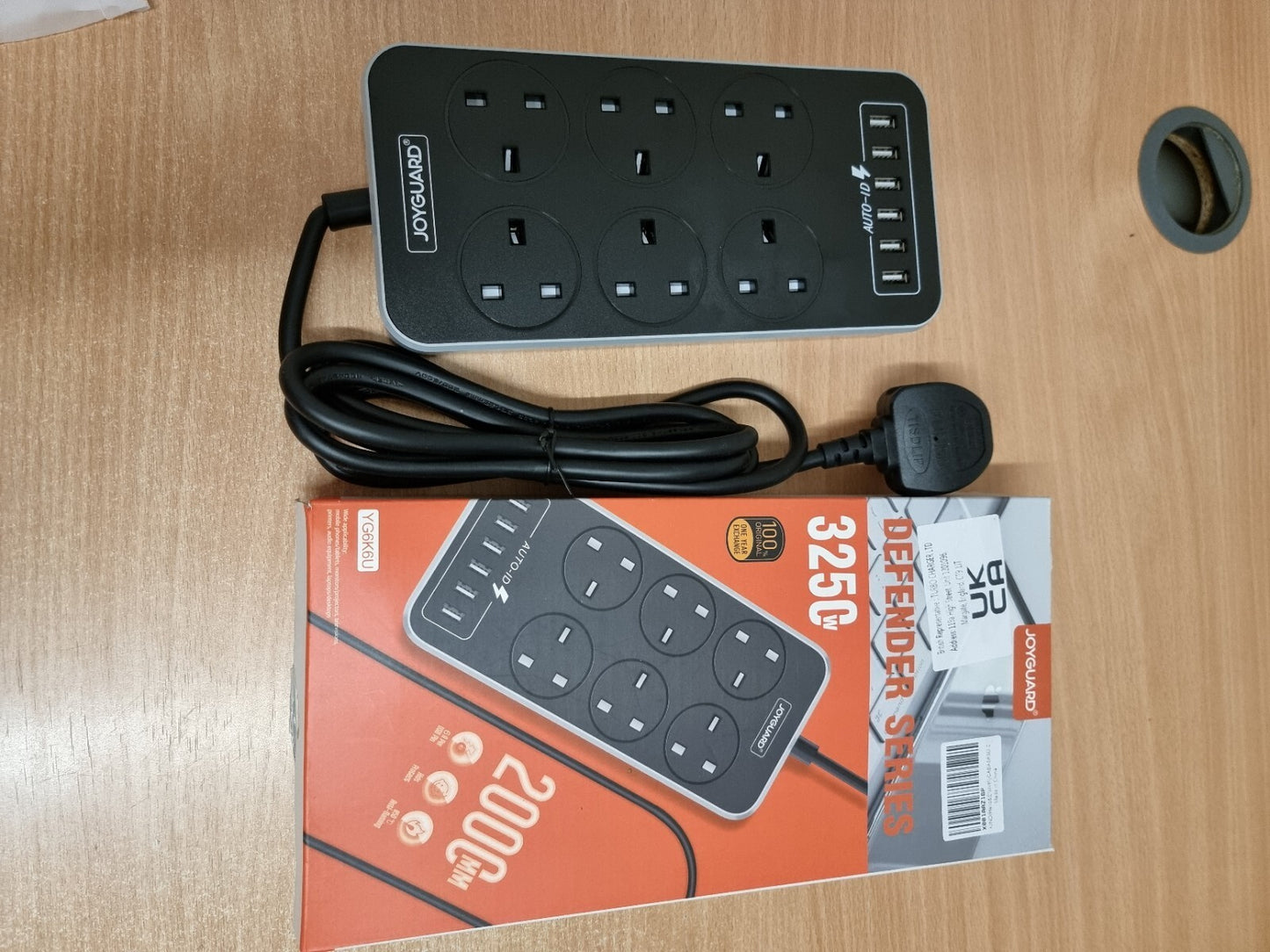 Joyguard 6-port USB power strip with surge protection and 2 meter cable 6 ports