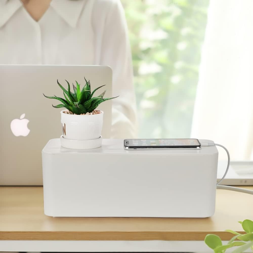 2 Sets of Cable Tidy Box, White ABS Material For Hiding Messy Cables Wire