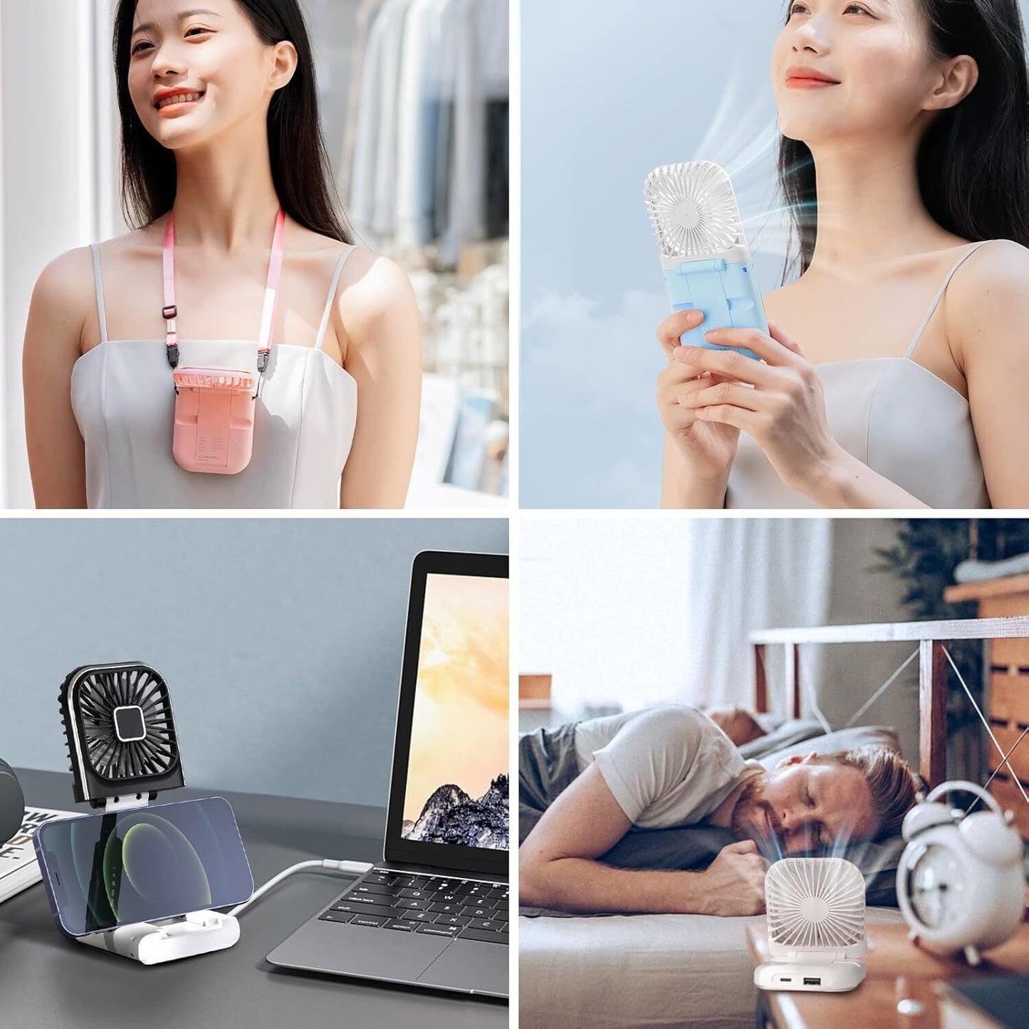 Mini Hand-held Fan， Portable Folding Desk Fan ，Cooler Cooling USB Rechargeable