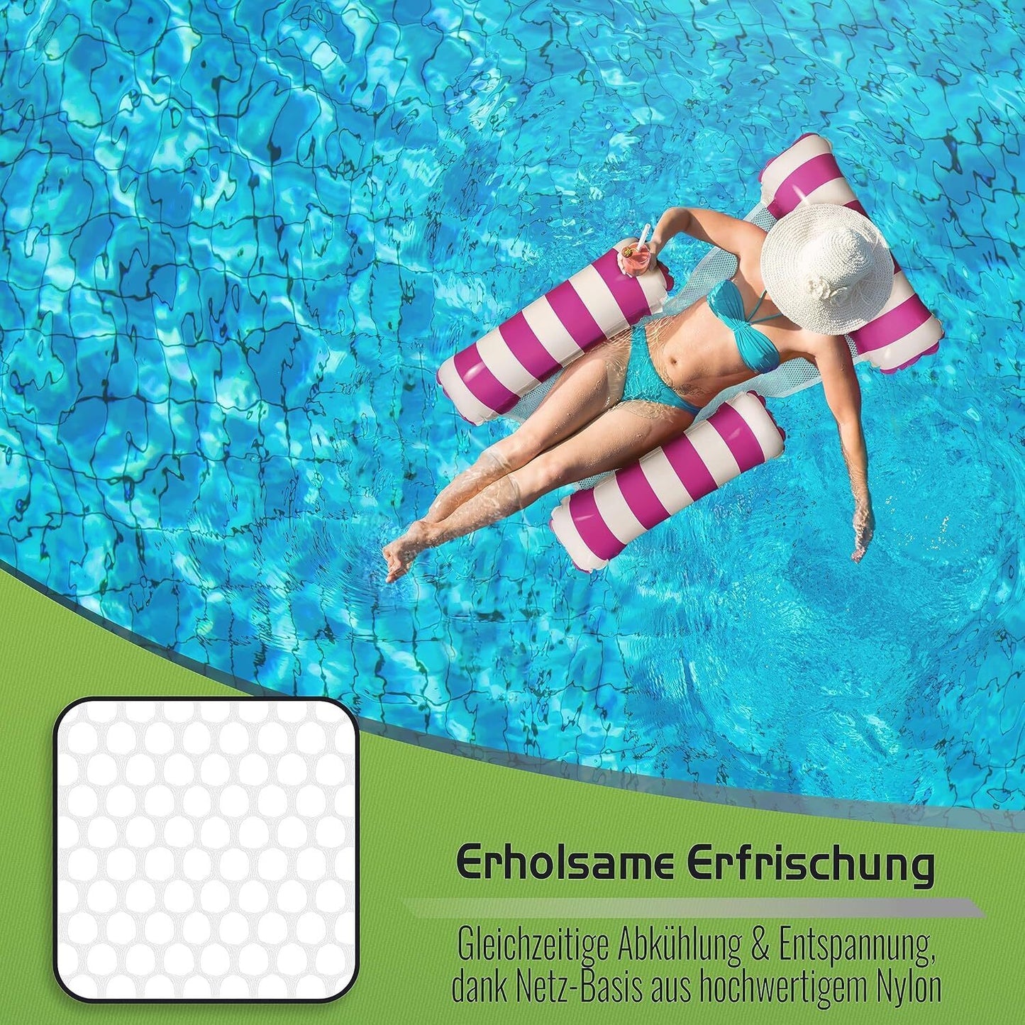 Water Hammock Float Lounger Swimming Pool Inflatable Recliner Air Mattress Chair