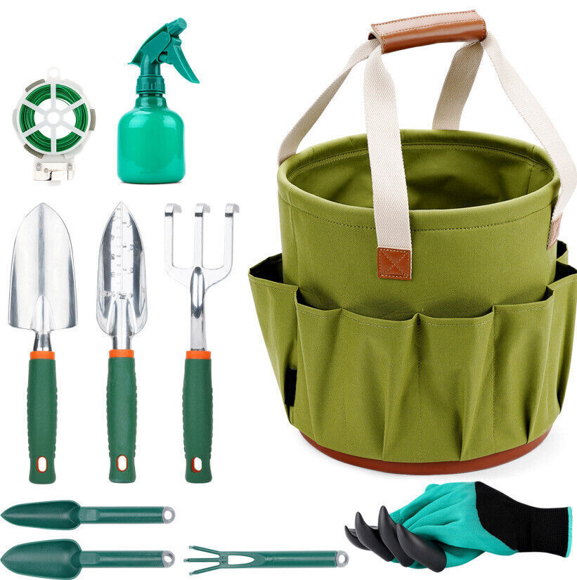 Gardening Tools Set, 9PCS Garden Tools Gifts include Durable Steel Trowel Set