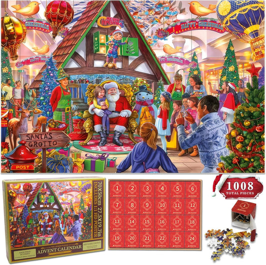2025 Advent Calendar 1008 Piece Jigsaw Puzzle 24 Days Christmas Countdown