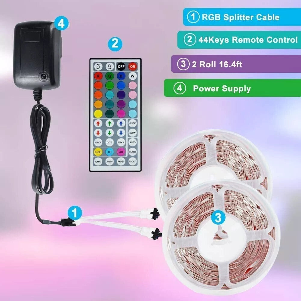 32FT Lighting LED Strip Lights with Remote,RGB Colour Changing Light,APP Control