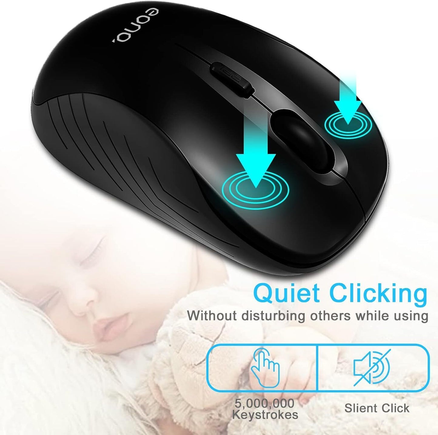 Wireless Mouse for Laptop Computer 2.4G Silent Optical Mouse 1600DPI USB Mice