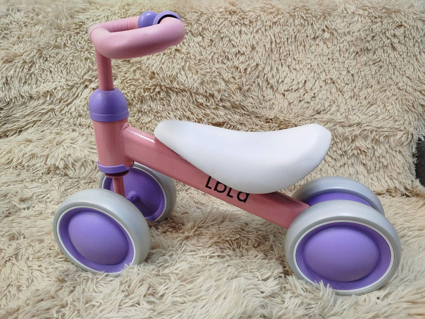 Balance Bike for 1-3 Years Old 4 Wheels Safe No Pedal First Training Gift PINK