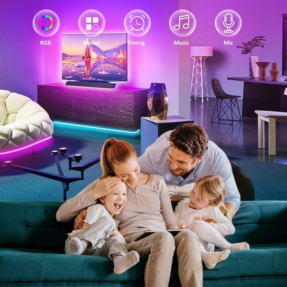 LED Strip Lights 5m RGB Colour Changing Tape With Remote For kitchen Cabinet, TV