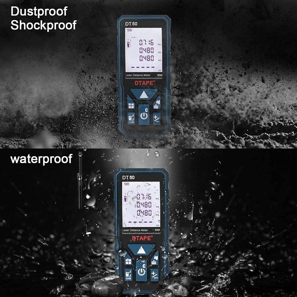 Laser Distance Meter 50M/165ft，Handle Digital IP54 Shockproof Laser Measure