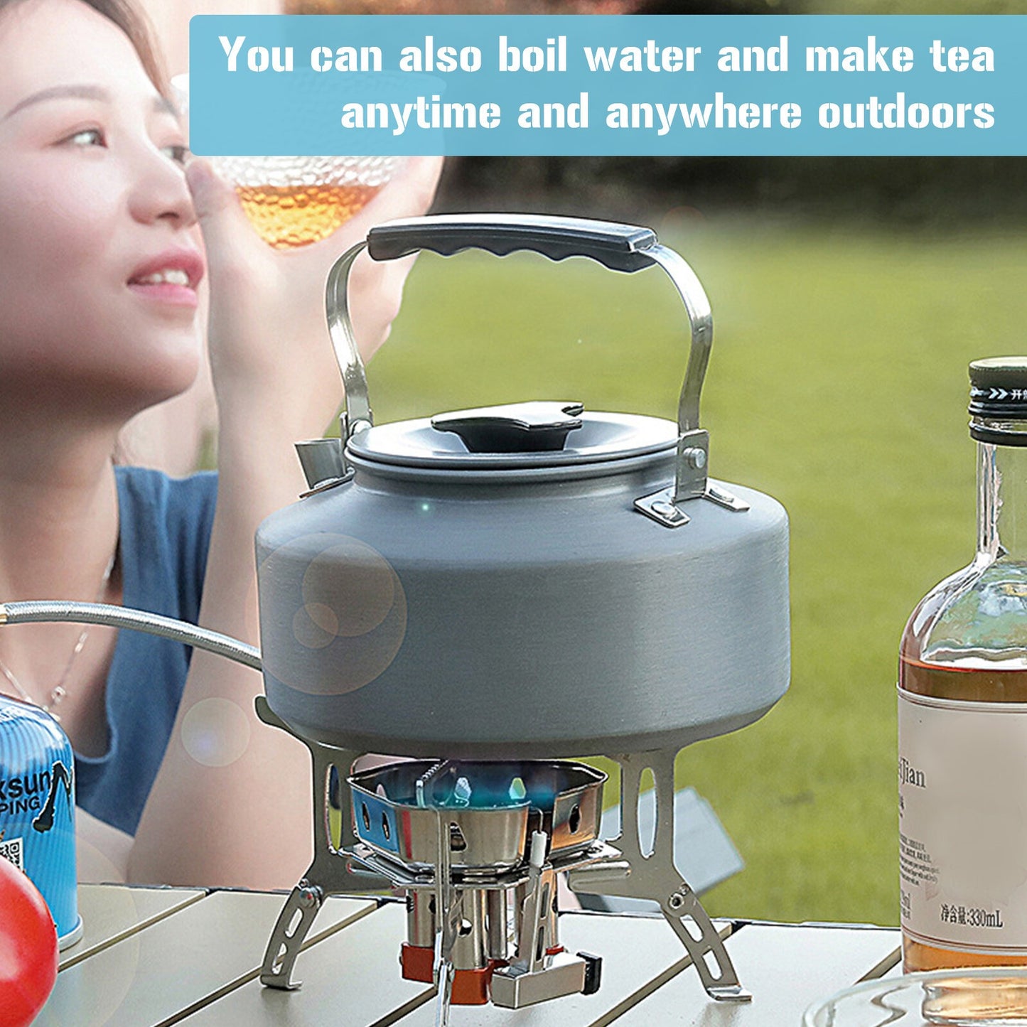 3 Heads Gas Stove Camping Burner Folding BBQ Furnace Outdoor Cooking Portable UK