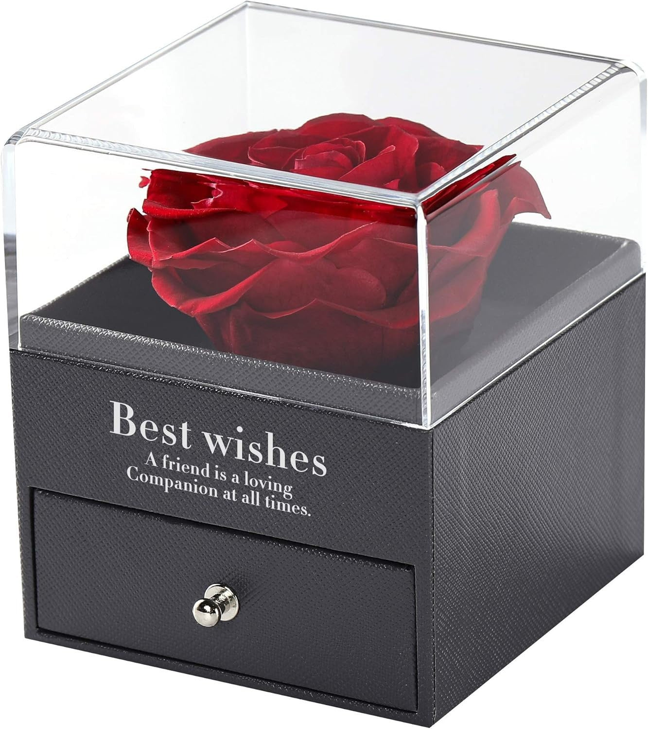 Preserved Rose Necklace: Jewellery Box Gift with 'I Love You' in 100 Languages