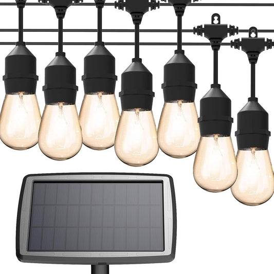 44FT Outdoor Solar Power LED Festoon String Lights Garden Party Decor Waterproof