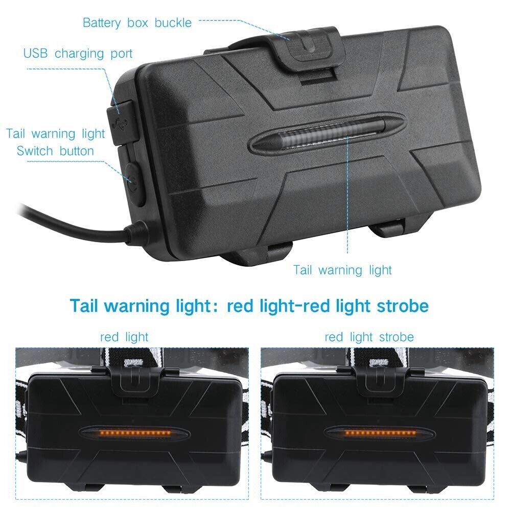LED Headlamp 5*XPE 2*XML-T6 LED Lamp Beads Waterproof Headlight Power 6000LM