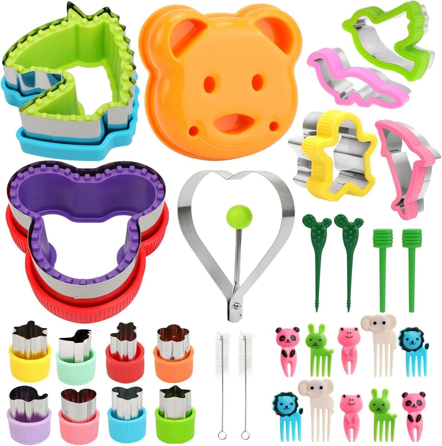 Sandwich Cookie Cutters&Sealer, DIY Cake Decors Molds Fruit Cutters with Fork