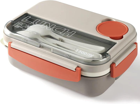 1300ML Bento Box Lunch Boxes,4-in-1 Lunchbox with Sauce Pot Cutlery Set With Bag