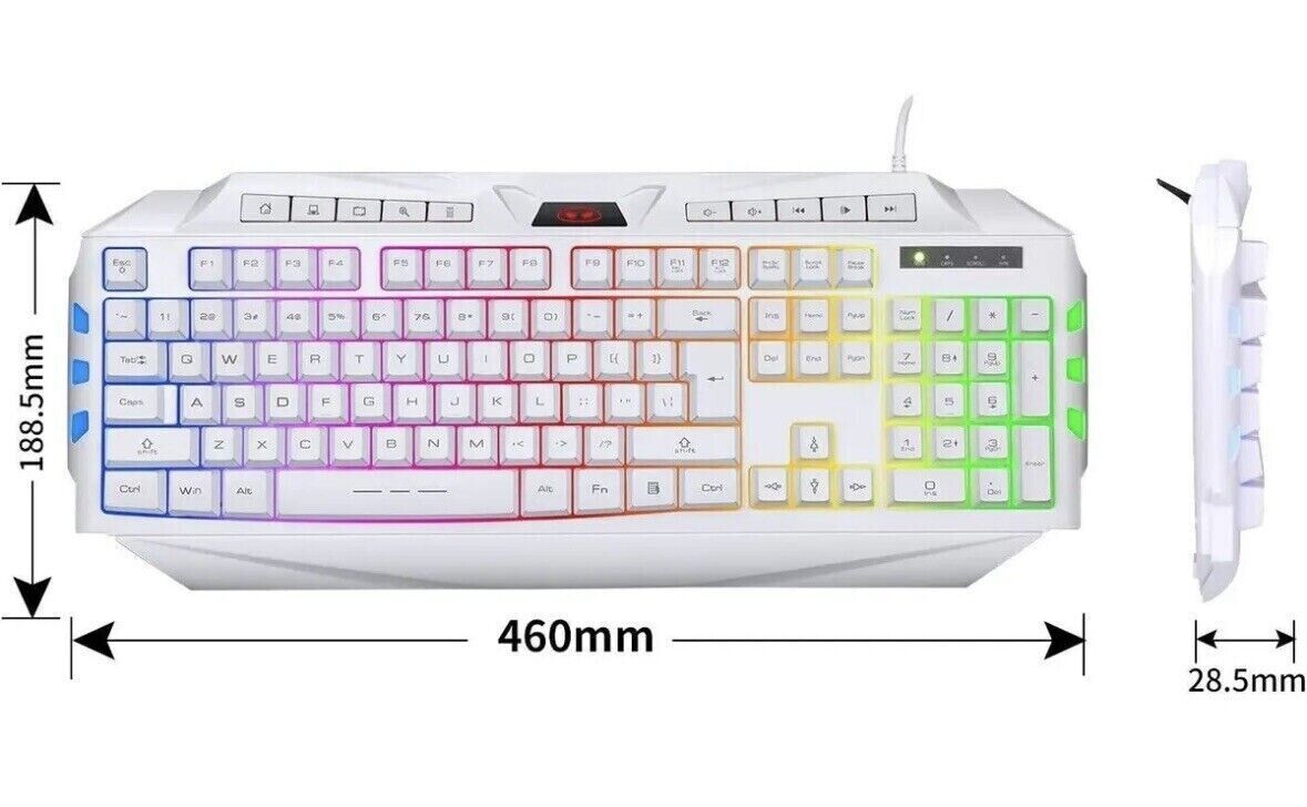 MageGee Keyboard and Mouse Combo USB Wired Backlit White Gaming RGB lighting
