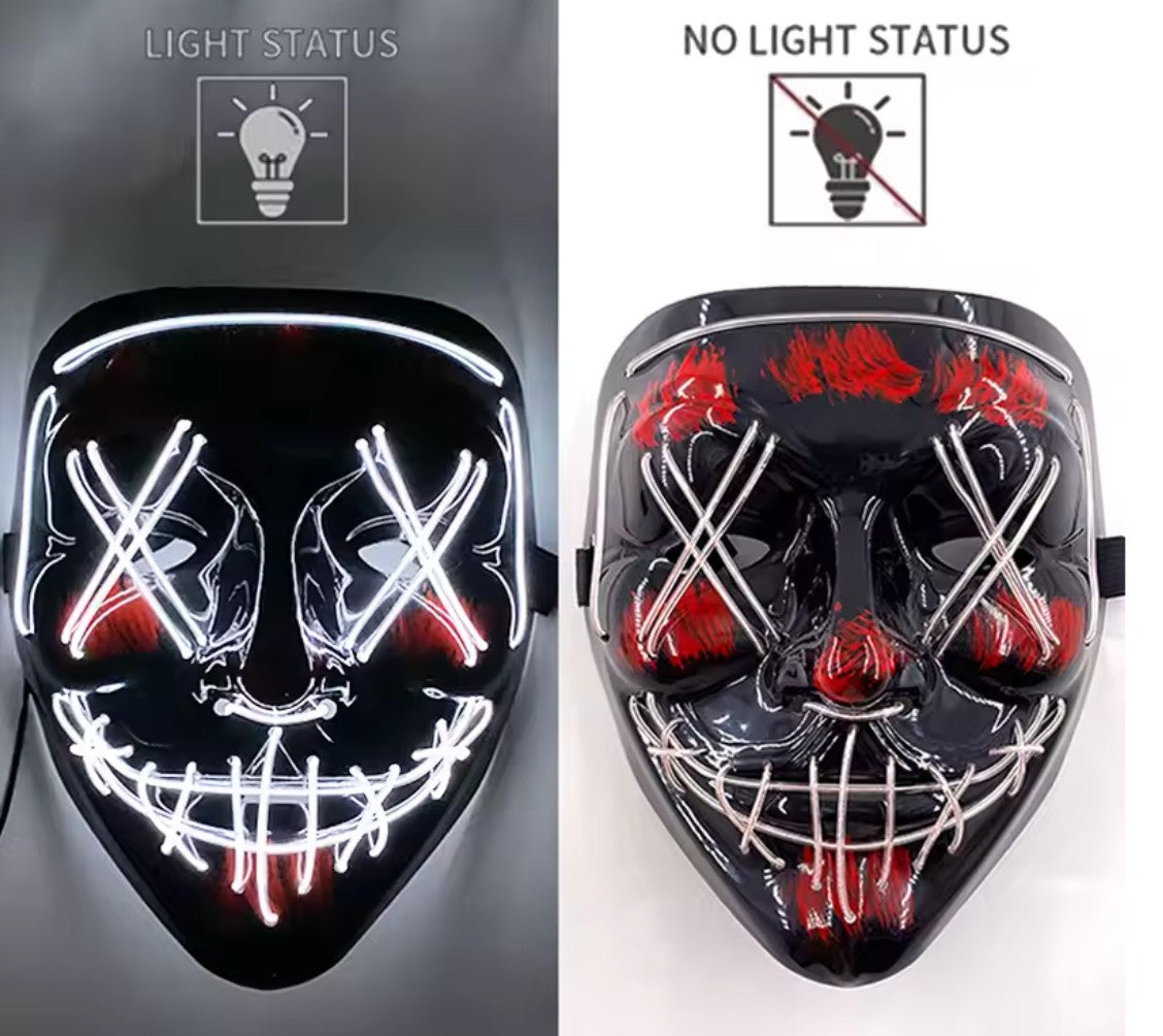 Purge Inspired Halloween Mask LED Scary Light Up Cosplay Fancy Costume Neon