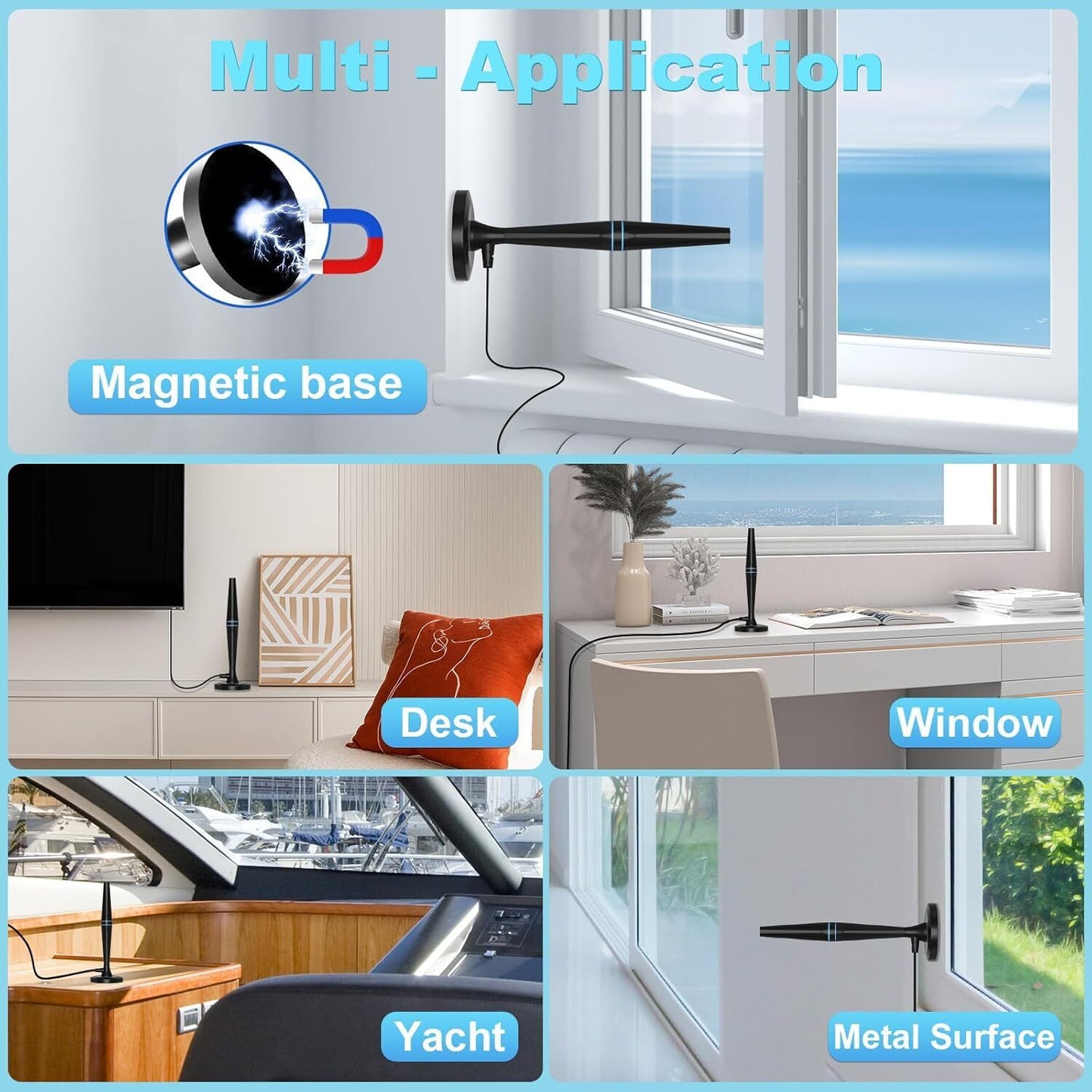 TV Aerial-Digital Indoor TV Aerial with Amplifier Signal Booster-250+Miles Range