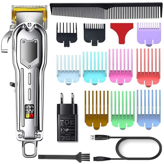 All metal Barber Professional Hair Clipper Electric LCD Rechargeable Trimmer