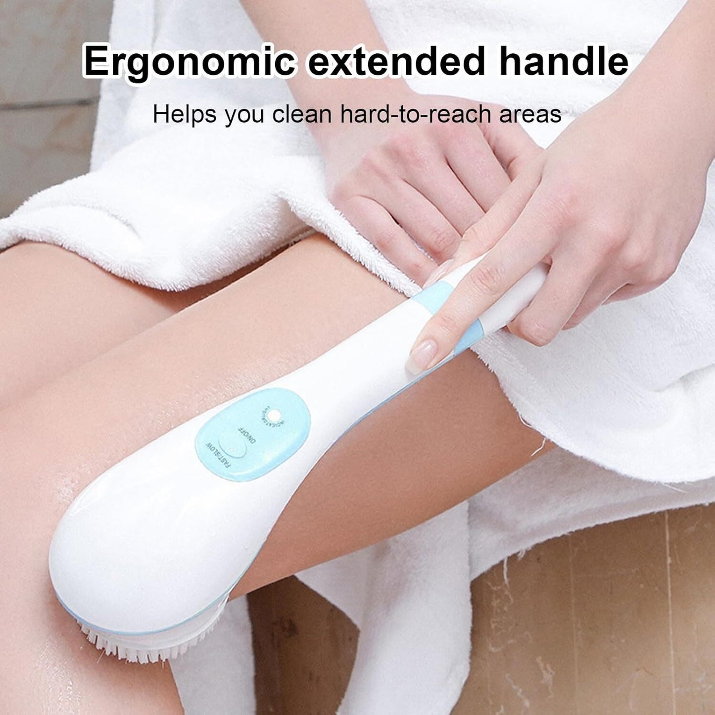 Electric Body Brush Facial Cleansing Brush Rechargeable Back Washer Long Handle