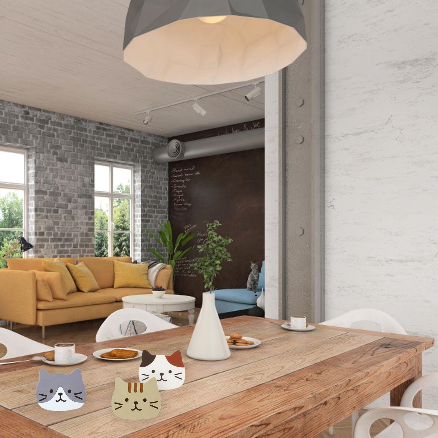 5Pack Cute Cat Cup Coasters, Reusable heatproof Silicone Drink Coasters Non Slip