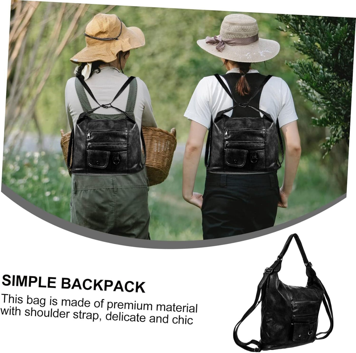 Pu Women's Bag Fashion Retro Design Handbag Simple Girl Backpack Lady Pouch